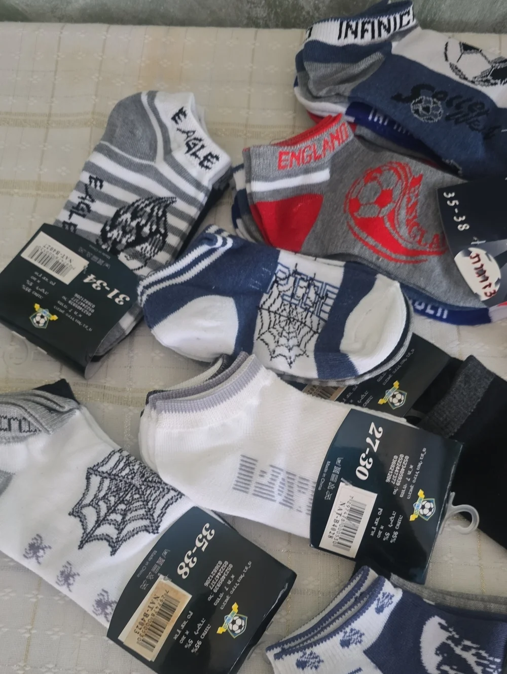 Kids Boys Assorted Athletic Socks - Multipack, 26 Pairs New